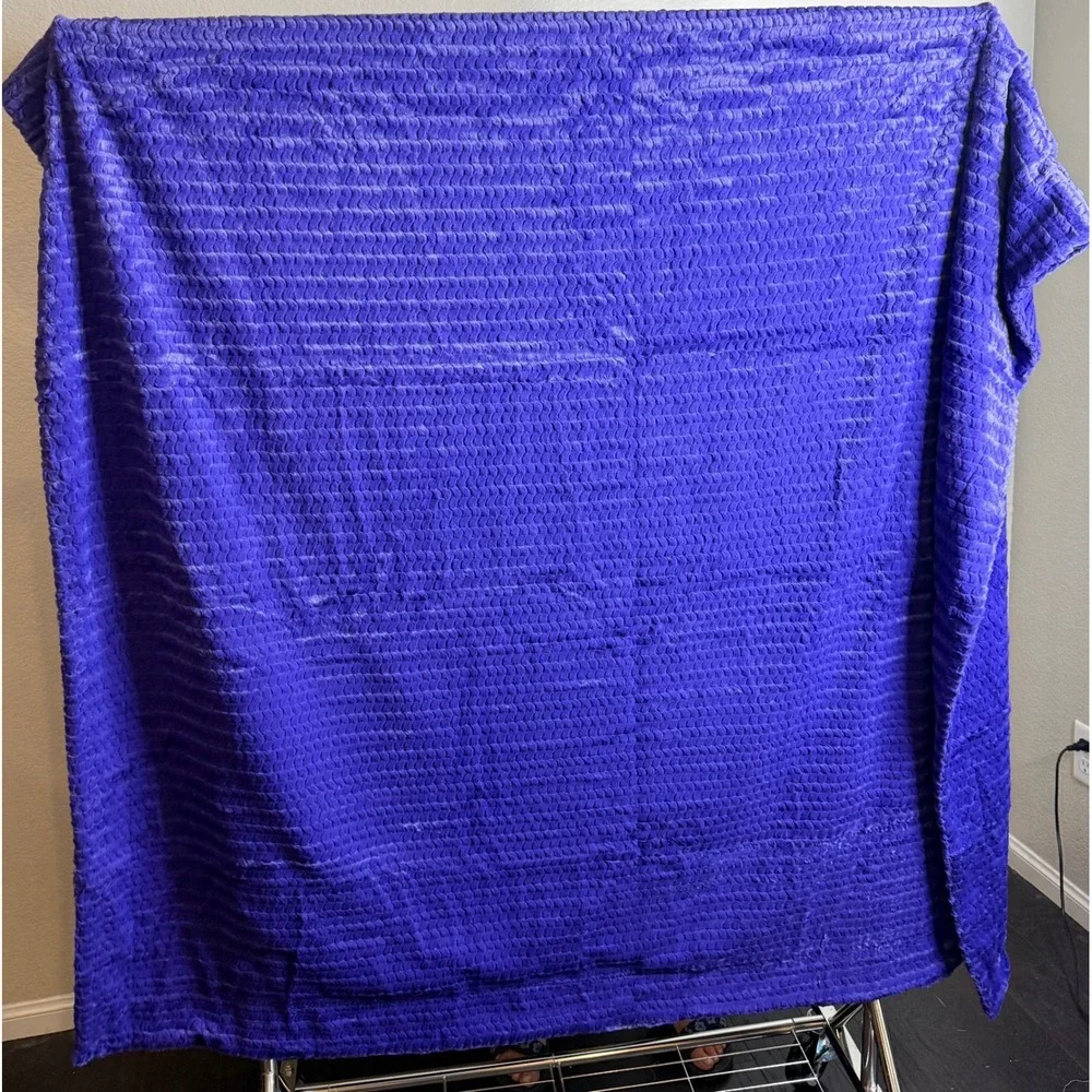Sew Sweet Minky Designs 60x70 Throw Blanket Purple Ribbed Cozy USA Plush NEW